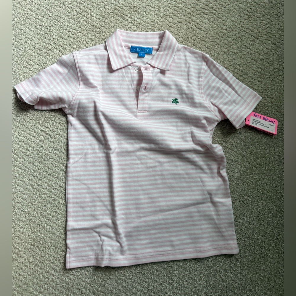 NWT Bailey boys pink stripe polo. Size 8.